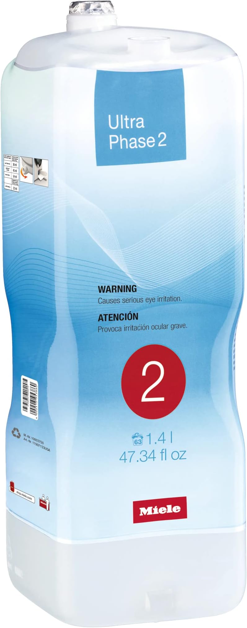 Miele's UltraPhase 2 Detergent for Whites and Colors, Aqua Fragrance 1.4 Liters, 63