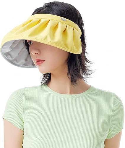 Sun Visor Hat for Women Wide Brim UPF 50+ UV Protection Beach Cap Foldable Roll 