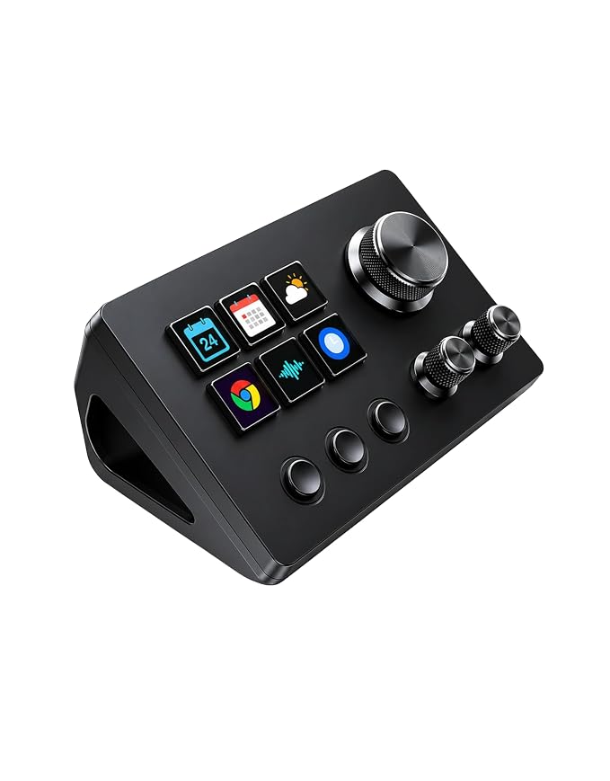 APEX LIGHT Streaming Macro Keypad, Programmable Stream Controller Dock with 6 LCD Custom Keys & 3 Control Knobs, Gaming Shortcut Keyboard for OBS, Twitch, YouTube, Windows/Mac | 1 Year Warranty