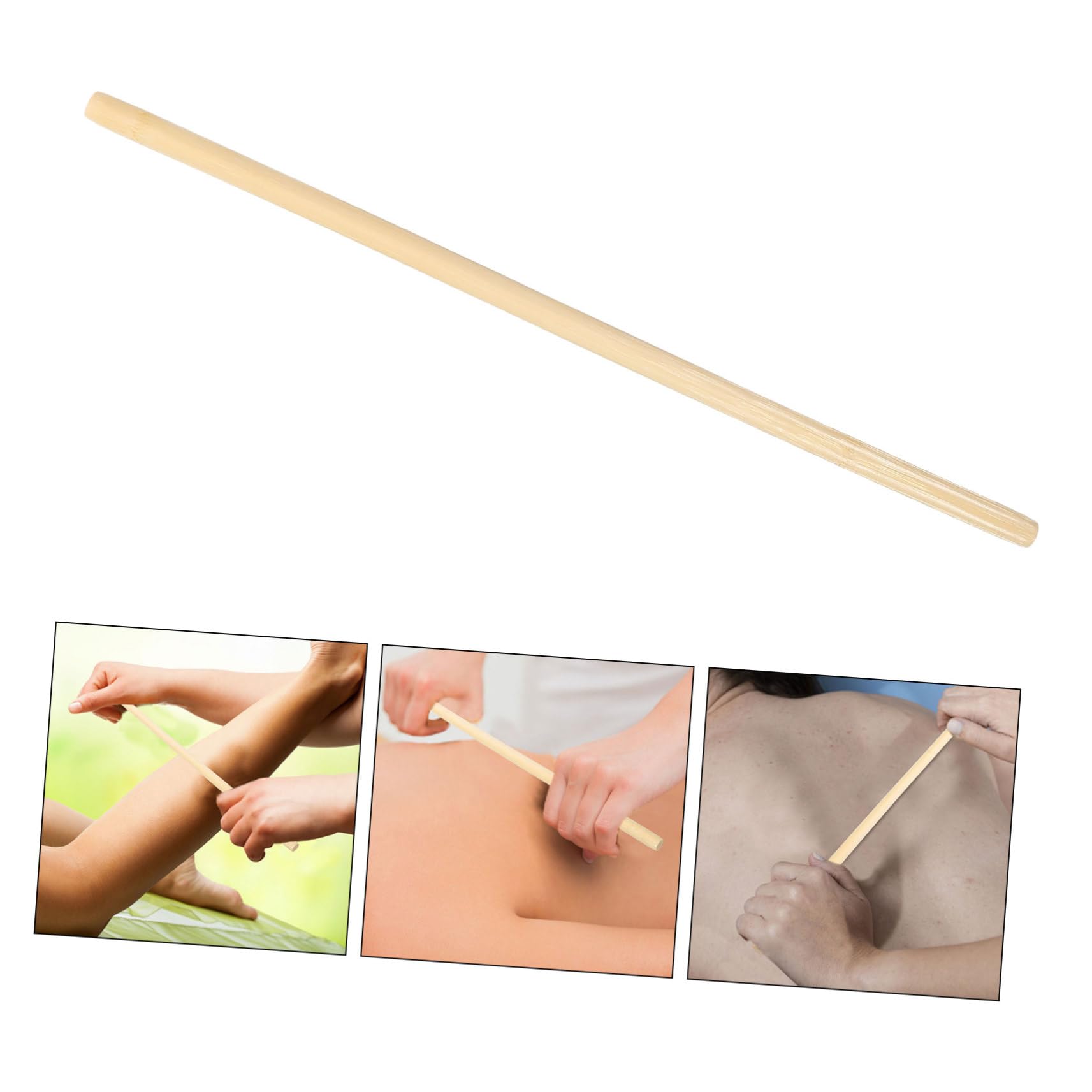 VALICLUD 4 Piezas Palo de masaje de bambú. espinilla masajeador salud rodillos Massage Stick para la espalda herramienta de masaje de espalda para la espalda palos de bambú Caqui