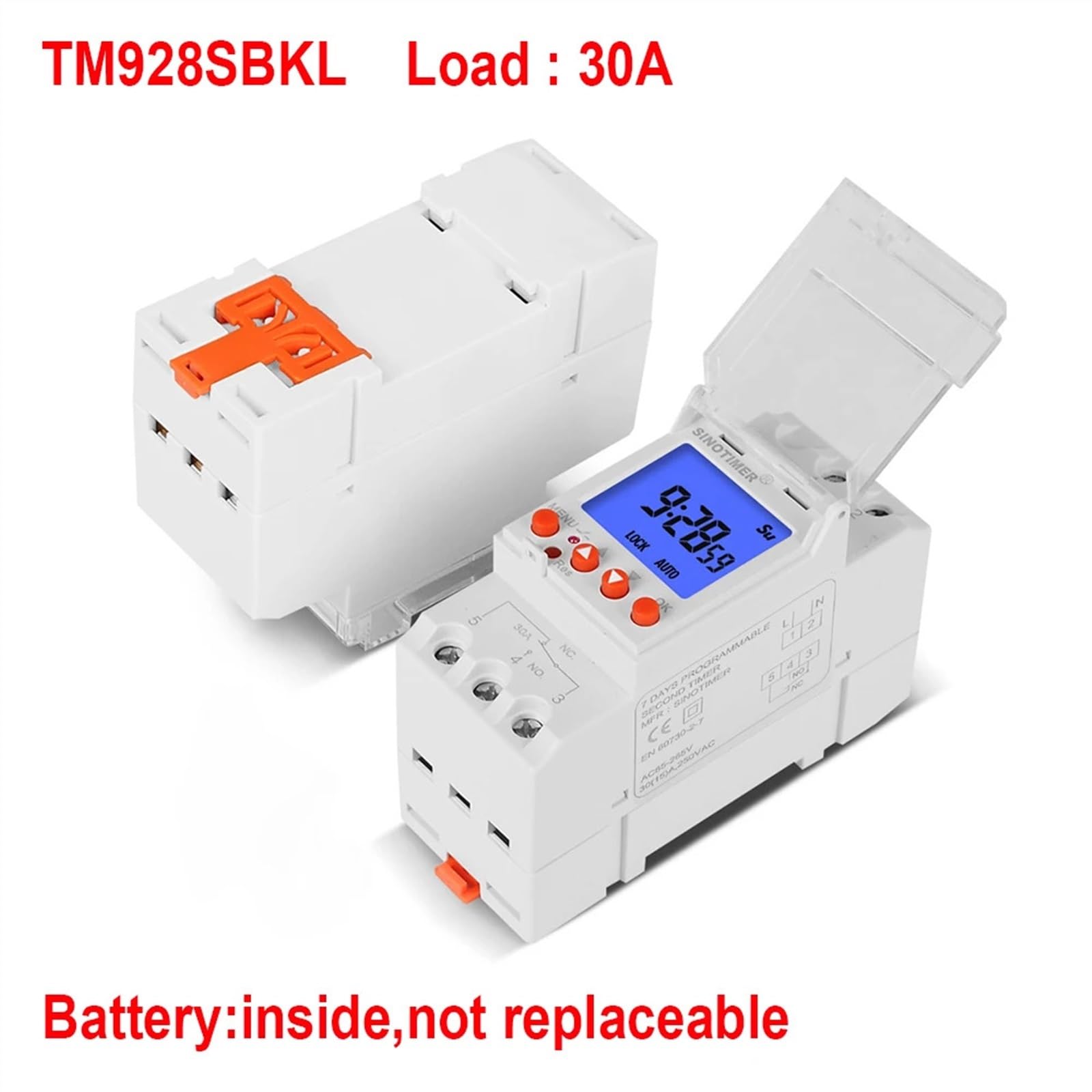 Interruptor Temporizador programable de Segundo intervalo, 7 días, Pantalla de retroiluminación doméstica, Controlador de relé de Tiempo, Carril DIN con Bloqueo, 110V, 220V(30A)