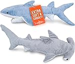 Bedwina Stuffed Animal Sharks - Pack of 2 Large, 14 inch Mako & 13 inch Hammerhead Plush Shark Toys, Stuff Animals Toy, for Baby Toddlers & Kids