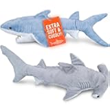 Stuffed Animal Sharks - Pack of 2 Large, 14 inch Mako & 13 inch Hammerhead Plush Shark Toys, Stuff Animals Toy, for Baby Toddlers & Kids