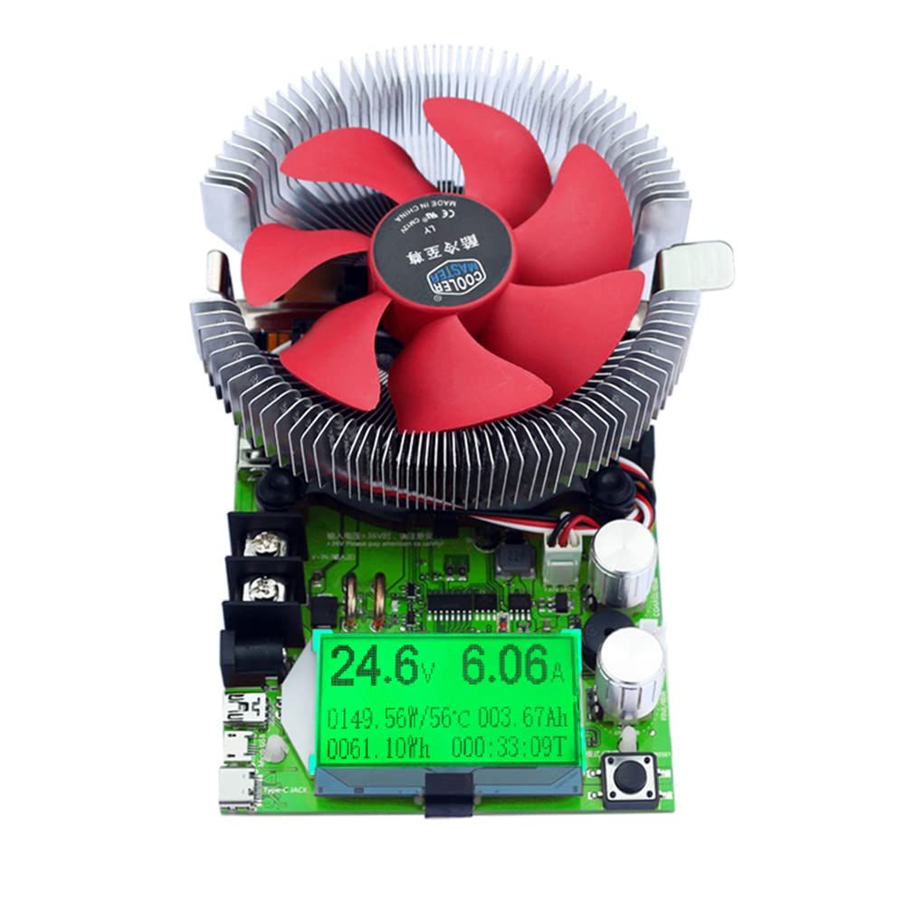 Pongnas Elektroniczny Tester Obciążenia, 150W 200V 20A DC Tester Pojemności Akumulatora z Cyfrowym Ekranem LCD i Wentylatorem Chłodzącym
