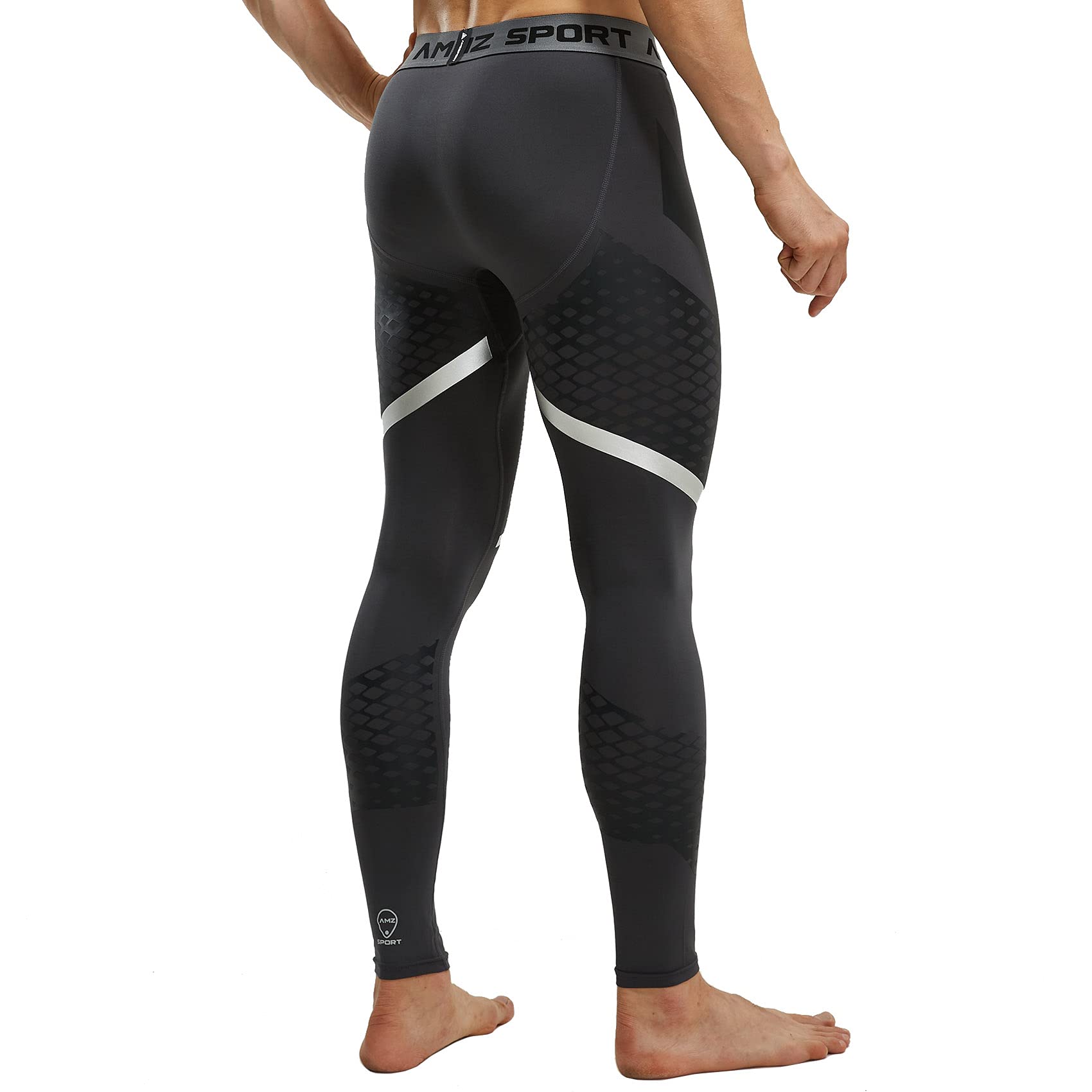 AMZSPORT Pantaloni Sportivi a Compressione da Uomo Leggings da Palestra Calzamaglia ad Asciugatura Rapida