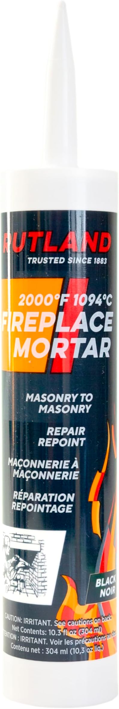 Rutland Products, Black Rutland Fireplace Mortar Cartridge, 10.3-Ounce
