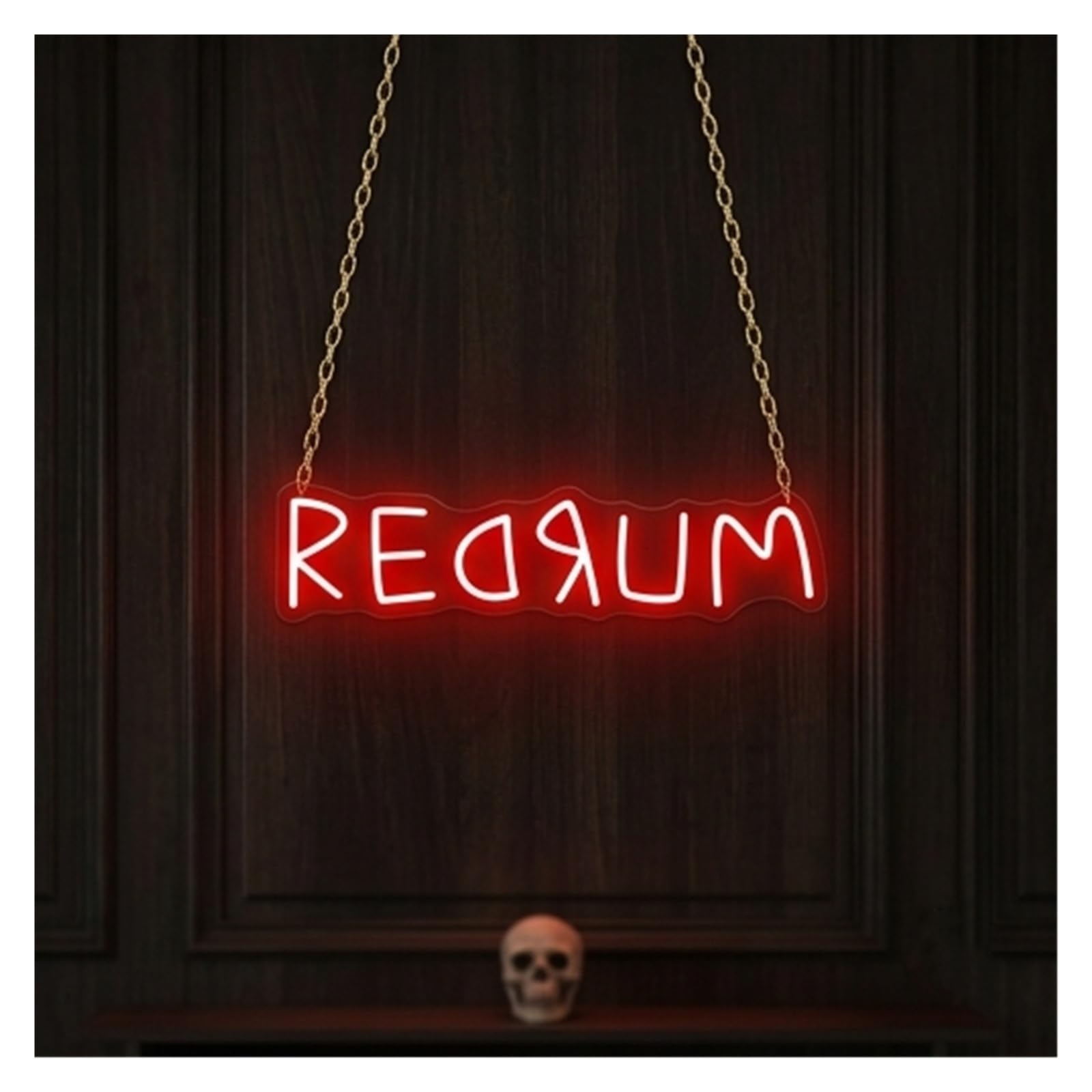 Leuchtreklame REDRUM Leuchtreklame, Horror-Grusel-Atmosphäre, Gruseliger Partyraum, Fenster, Veranda, Dekoration, Horrorfilm-Liebhaber(Rot,45x13cm)
