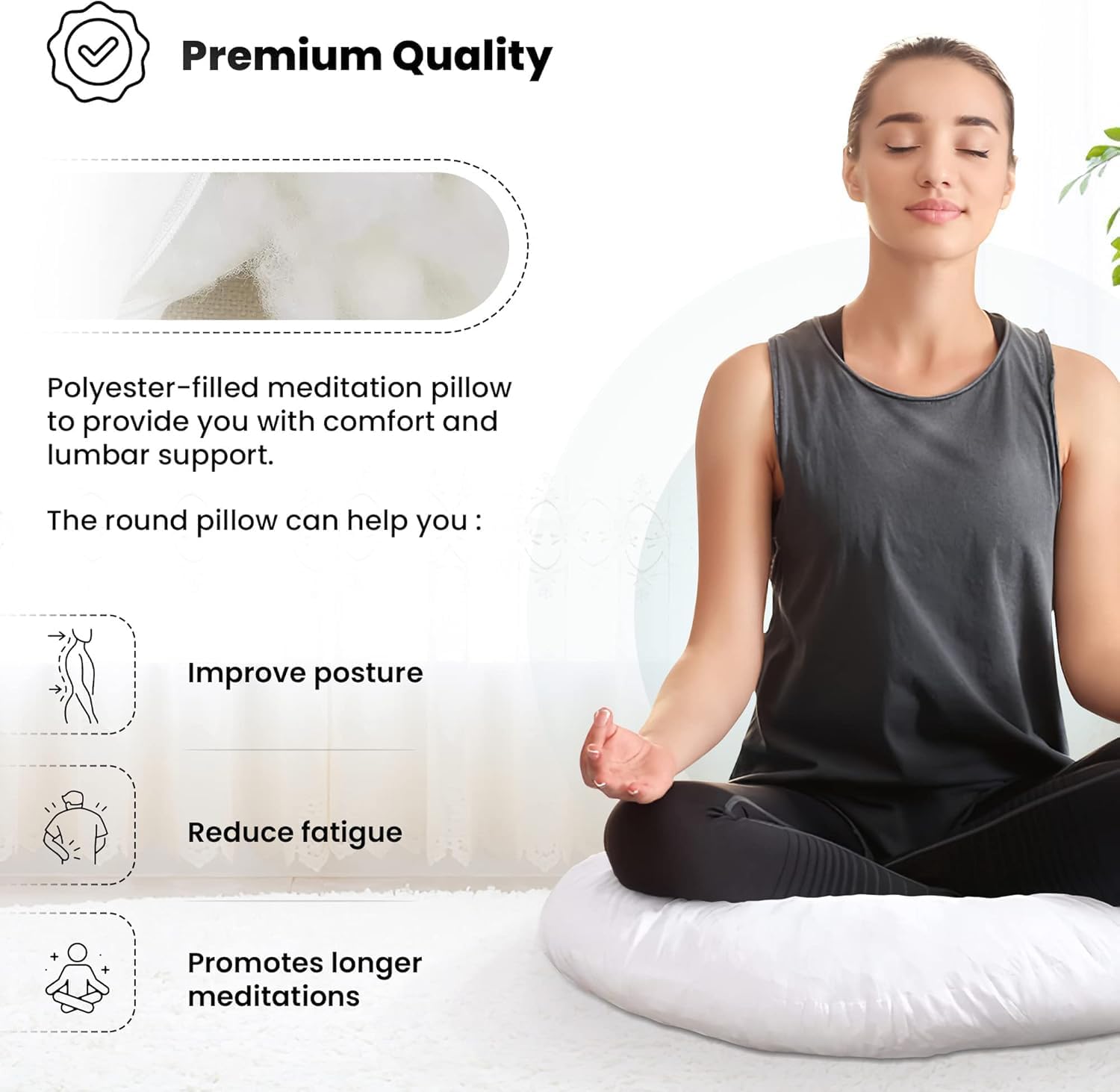 Foamily Round Throw Pillow Inserts, 32" Round Pillow Form & Circle Pillow Stuffer, Polyester Round Cushion & Lumbar Pillow Insert for Indoor Use, Made in USA