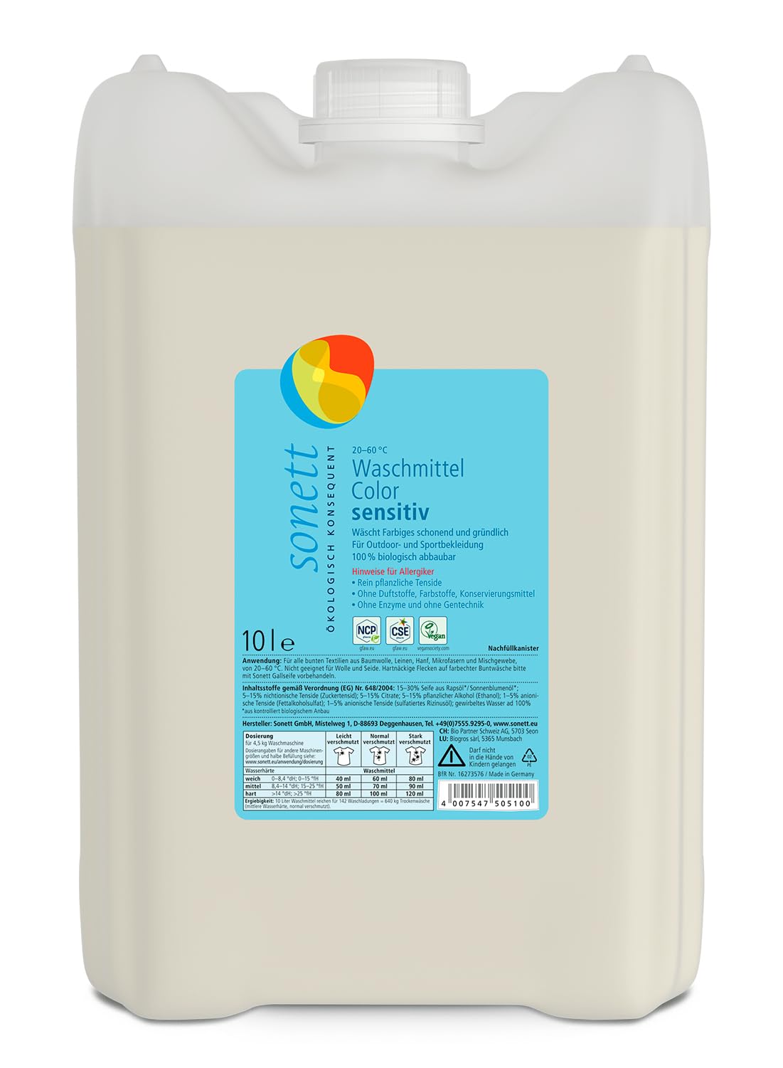 Sonett Waschmittel Color sensitiv, 10 Liter