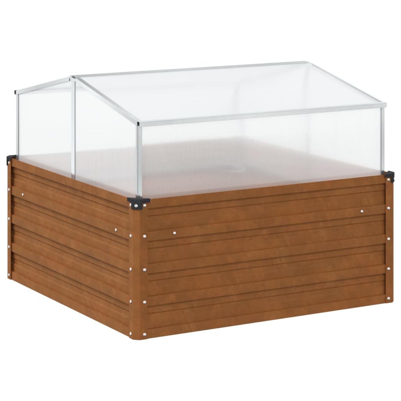 Geecher Fioriera da Giardino con Serra, per Coltivazione Indoor e Outdoor, 100x100x77 cm, in Acciaio corten e Alluminio con Pannello PC, per orto Domestico e Giardinaggio hobbistico