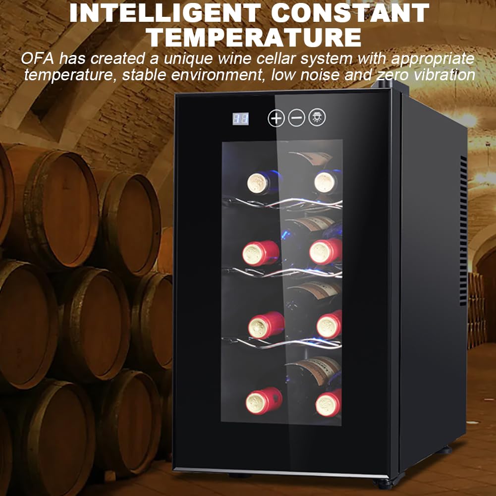 Frigorifero Per Vino Profondo 20 Pollici, Capacità 8 Bottiglie, Mini Frigorifero A Libera Installazione Per Camera Da Letto Con Controllo Della Temperatura, Cantinetta Per Vini Da Banco, Adatto Per C