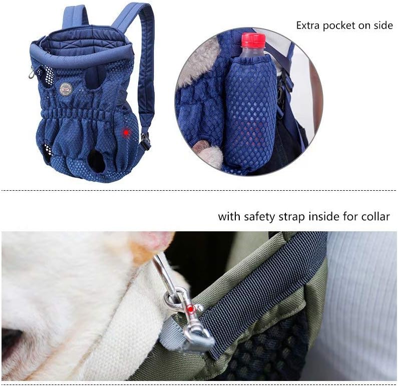 Dog Backpack - Legs Out Dog Carriers for Small Dogs Medium Dogs, Adjustable Front Chest Backpack, Wide Straps Shoulder Pads, Hands-Free Cat Travel Bag for Walking Hiking Bike and Motorcycle, Gray : Pet Supplies