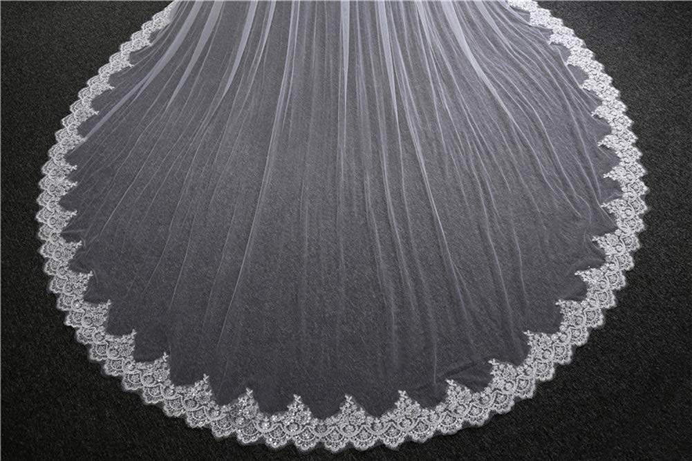Velo Nuziale Sposa Nuovo Stile Nozze Sposa Velo Pizzo Lungo Avorio Bianca Doppio Strato Tulle Nuziale Veils, Ivory, 3.5 * 3m