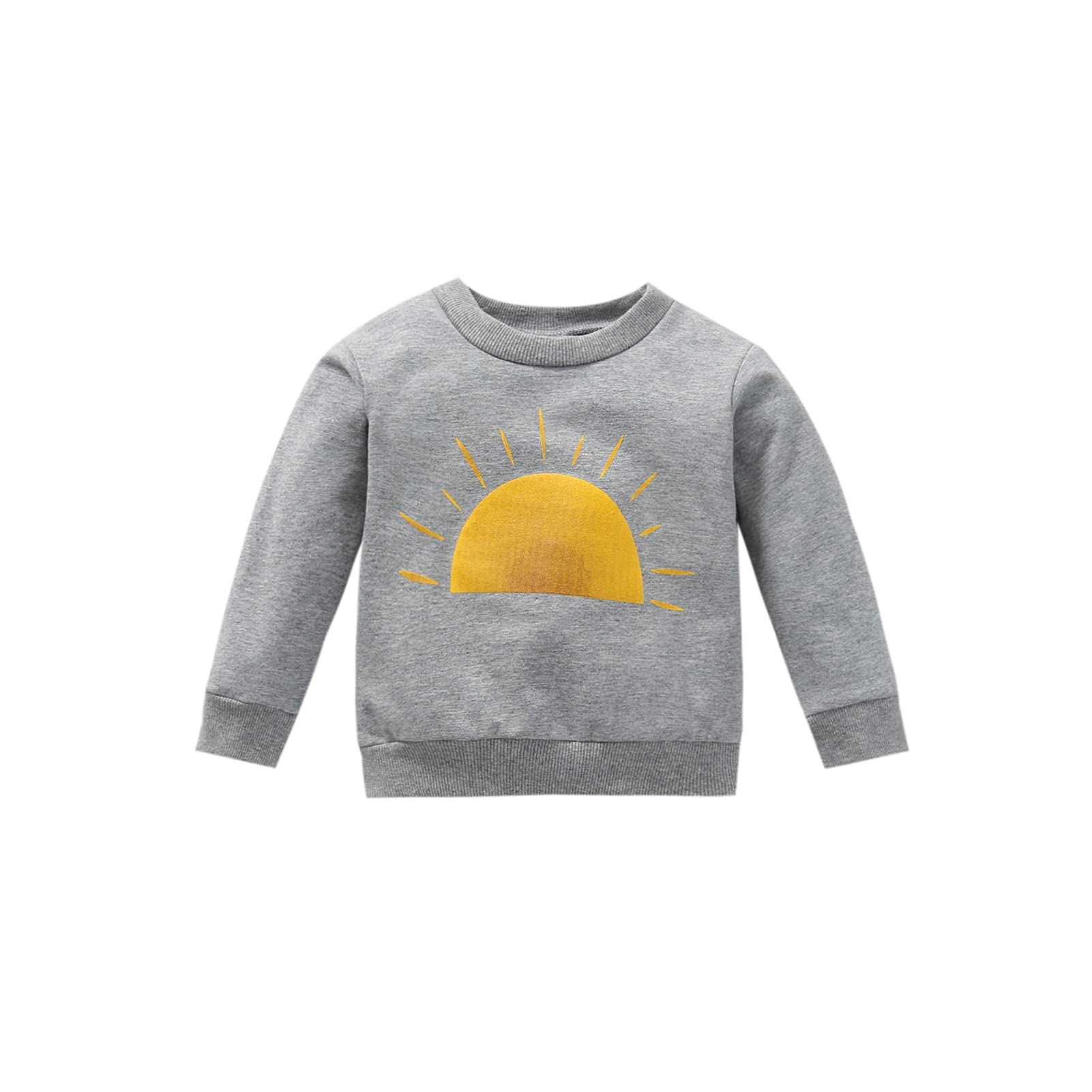 One opening Toddler Baby Boy Girl Hoodies Pullover Sunshine Long Sleeve T-Shirt Hoodie Sweater Unisex Kids Fall Winter Clothes (Grey, 0-6 Months)