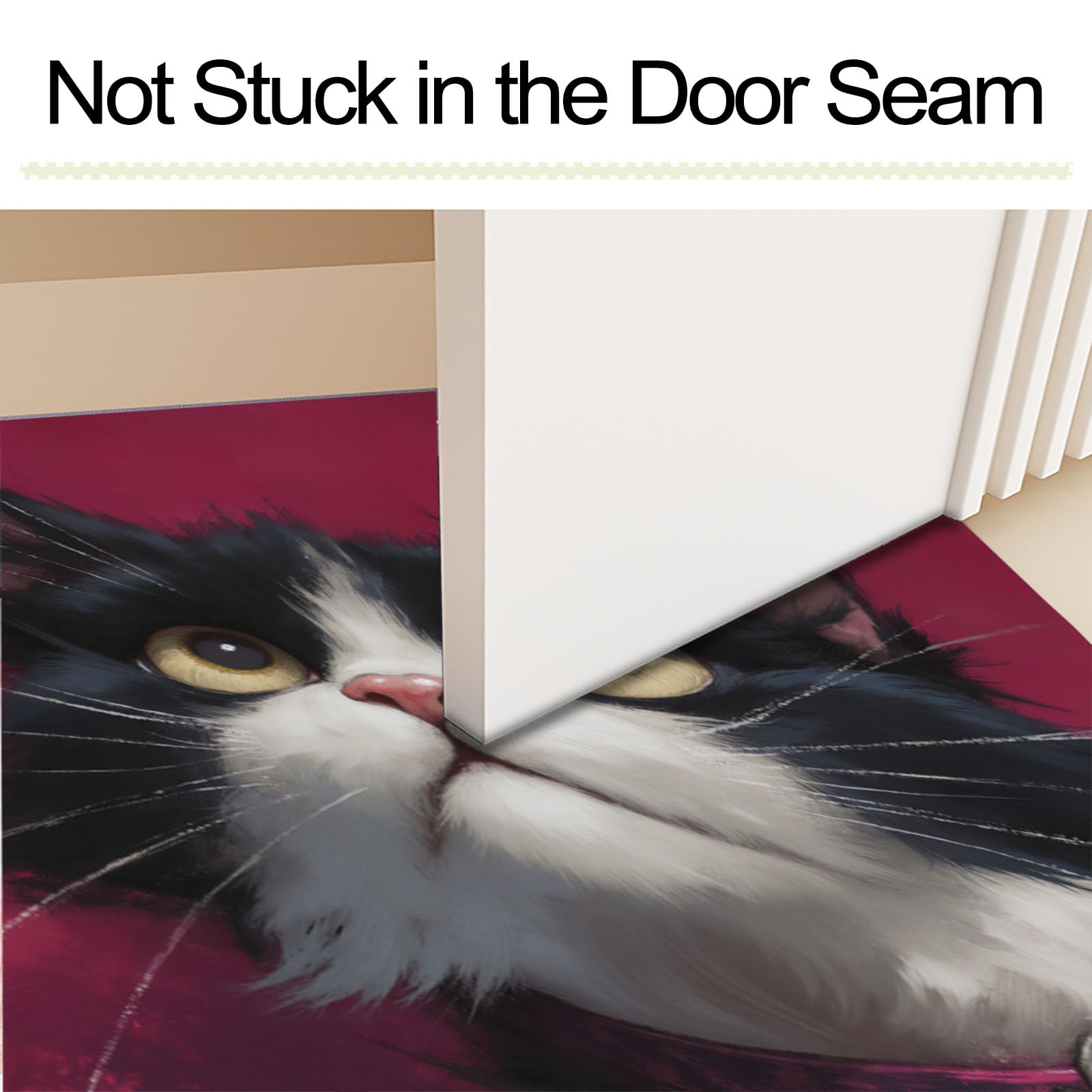 Felpudo de Entrada Gato Esmoquin, 80x120cm Alfombra para Puerta Estilo De Ilustración Realista, Antideslizante, Lavable Alfombrilla para Atrapar Suciedad para Pasillo, Cocina, Dormitorio, Magenta