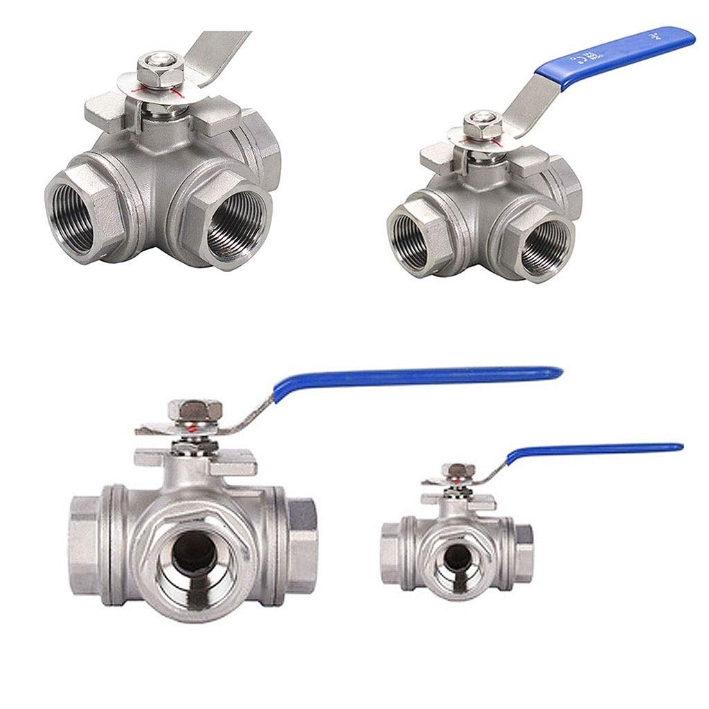 3-drogowy zawór kulowy, Zawór kulowy typu L z gwintem żeńskim BSPT 1/4" 3/8" 1/2" 3/4" 1" DN8 -DN50 Do cieczy i gazów(T Type,DN8)