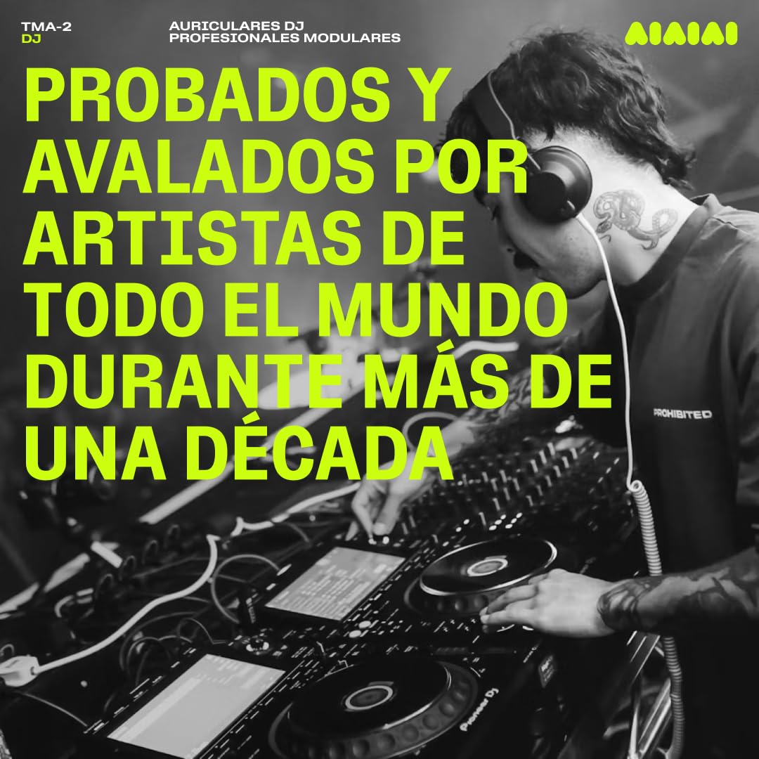 Aiaiai TMA-2 DJ - Auriculares DJ Profesionales on-Ear con Graves potentes, construcción Duradera y Almohadillas de Alto Aislamiento acústico, diseño Modular con Piezas fácilmente reemplazables
