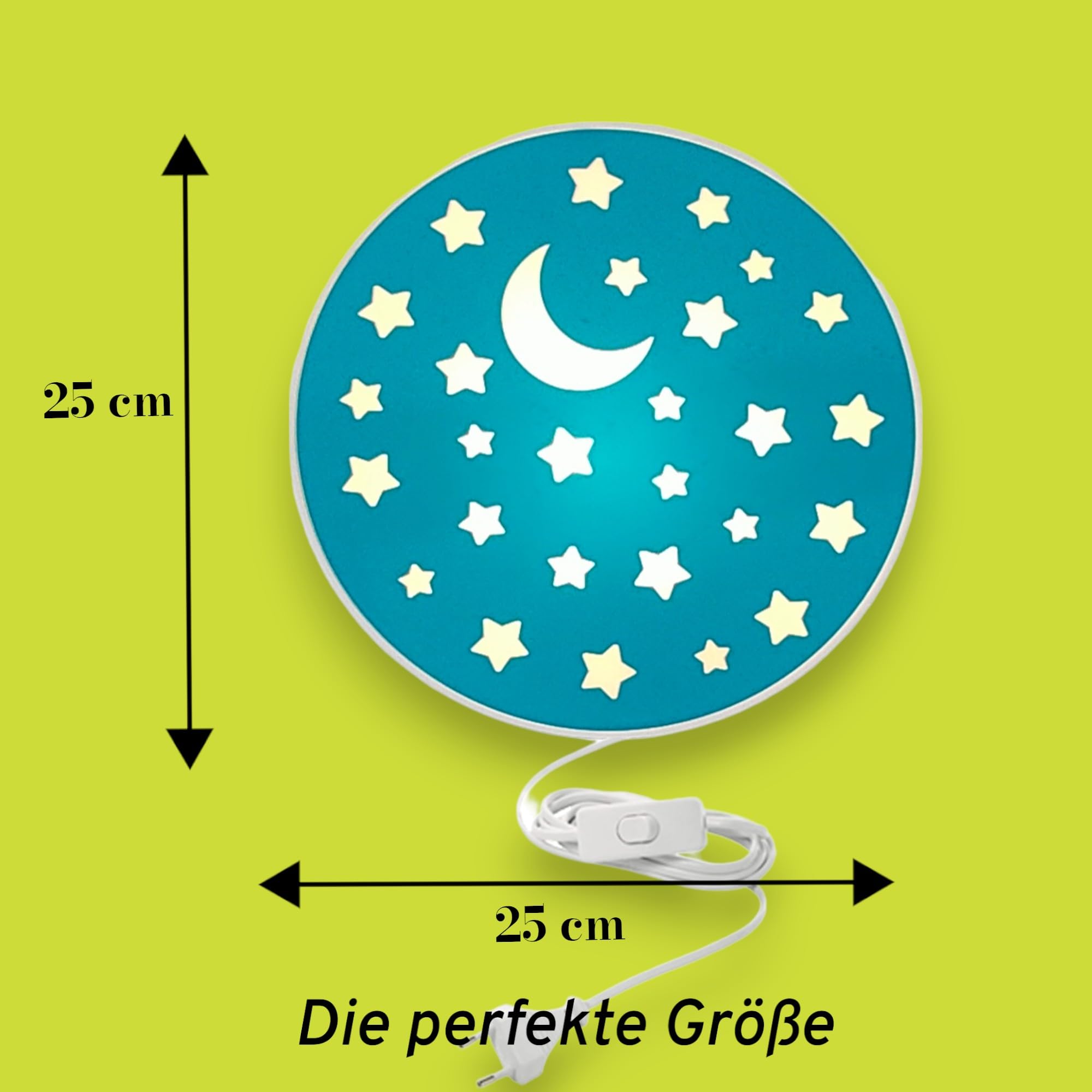 Niermann Standby Wandleuchte Petrol mit Sternen, 1 x E14, max. 10 Watt, Made in Germany, Kinderleuchte, Kinderlampe