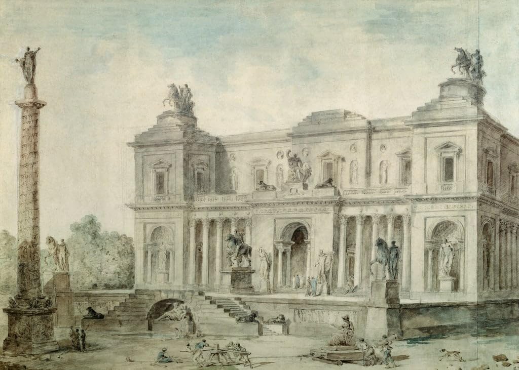 Pintura al óleo clásica sobre lienzo de Hubert Robert con impresión abstracta premium 5