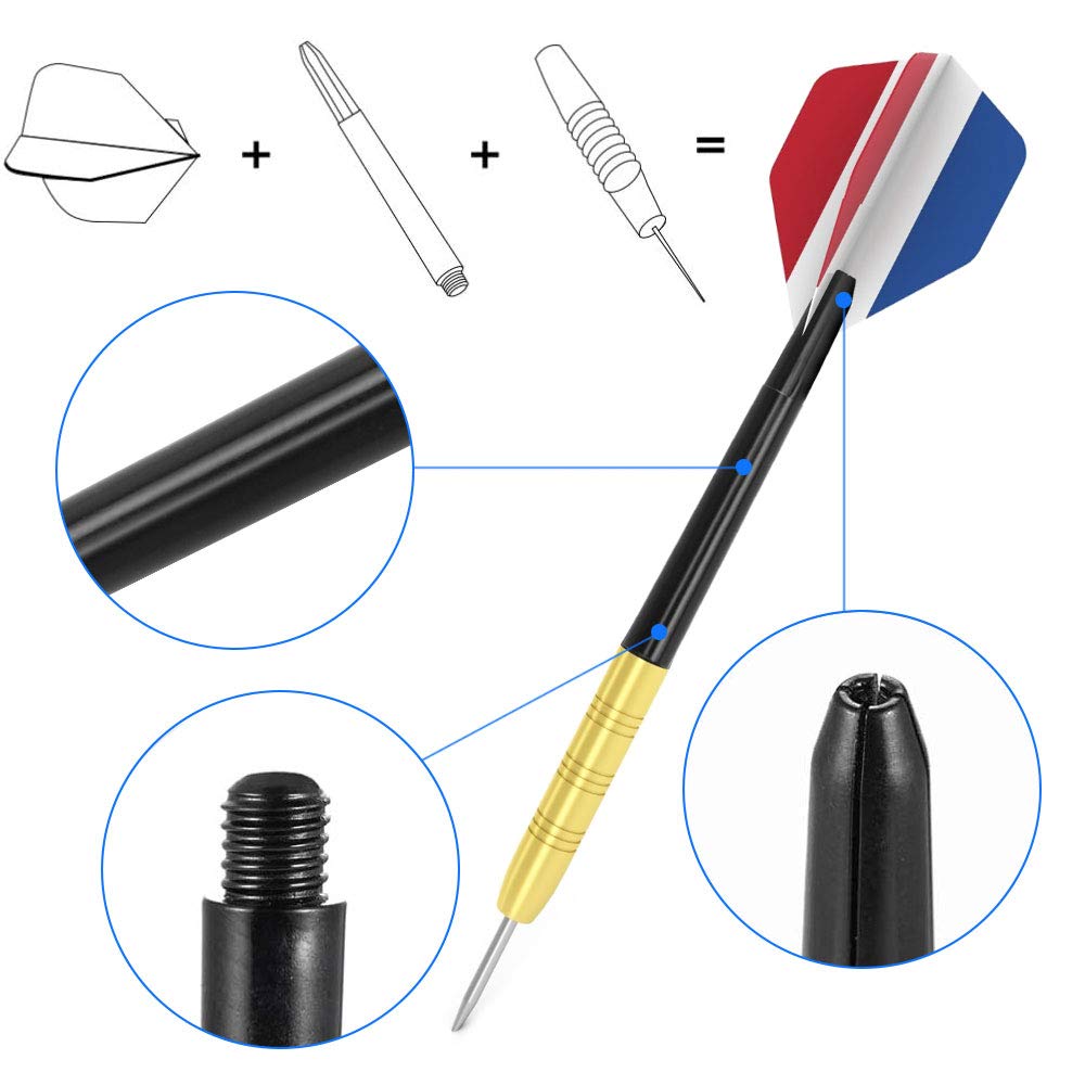 Kisangel 100 Stück Dart-Schäfte Aus Kunststoff – 2BA Gewinde, Schwarz, Mittellang (ca. 48 Mm)