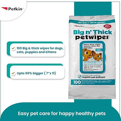 Miniatura 11 de Petkin Toallitas para mascotas para perros y gatos, 400 toallitas grandes para mascotas para perros y gatos, limpia las orejas, la cara