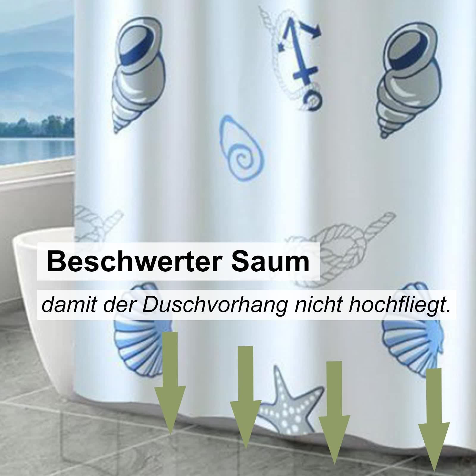 Tende da bagno bianche Tenda da doccia impermeabile Tenda da doccia extra lunga e spessa in tinta unita Vasca da bagno Schermi multi formato Lavabile con gancio-XXL 250x200cm(98X79inch) showercurtain