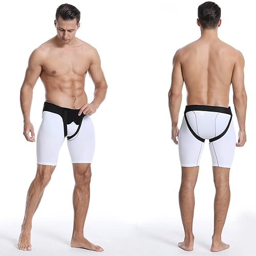 Miniatura 6 de TAIKULE Cinturón de hernia para doble soporte de hernia inguinal, correa de cintura ajustable mediana para escroto pre o posquirúrgico, material