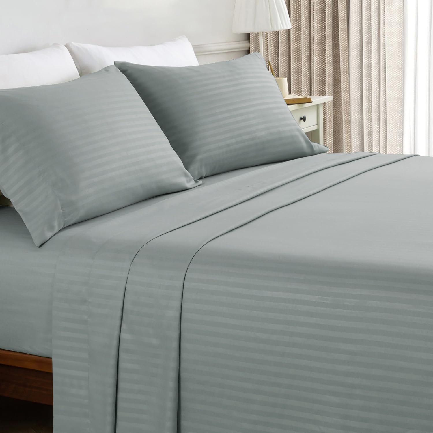 Amazon.com: JOOKI Twin Size Bed Sheets, 100% Microfiber Striped Sheets ...