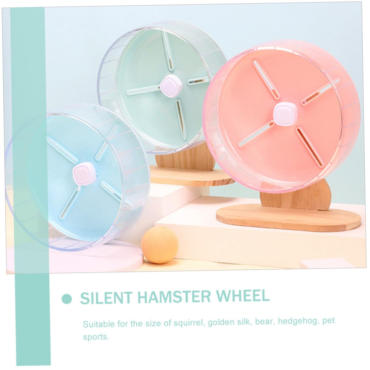 Homoyoyo Geräuschloses Hamsterrad 20cm mit Holzständer Laufrad für Hamster Mäuse und Chinchillas Geräuscharmes Rattenrad für Kleintiere Fördert Bewegung und Gesundheit