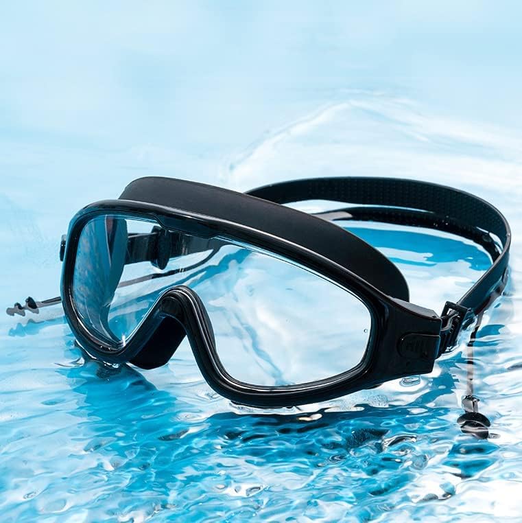 Image of Swimming Goggles for Men Women - Anti Fog UV Protection Leak Proof Swim Glasses with Wide Vision Adjustable Strap - Perfect for Pool Training Beach Snorkeling Water Sports (Black)