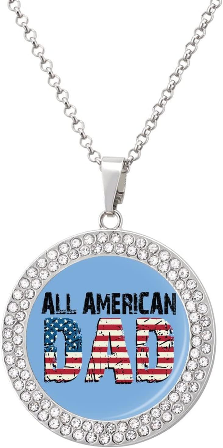 XKAWPCAll American Dad Diamond Necklace for Women Alloy Pendants Necklace Dainty Jewelry Gift