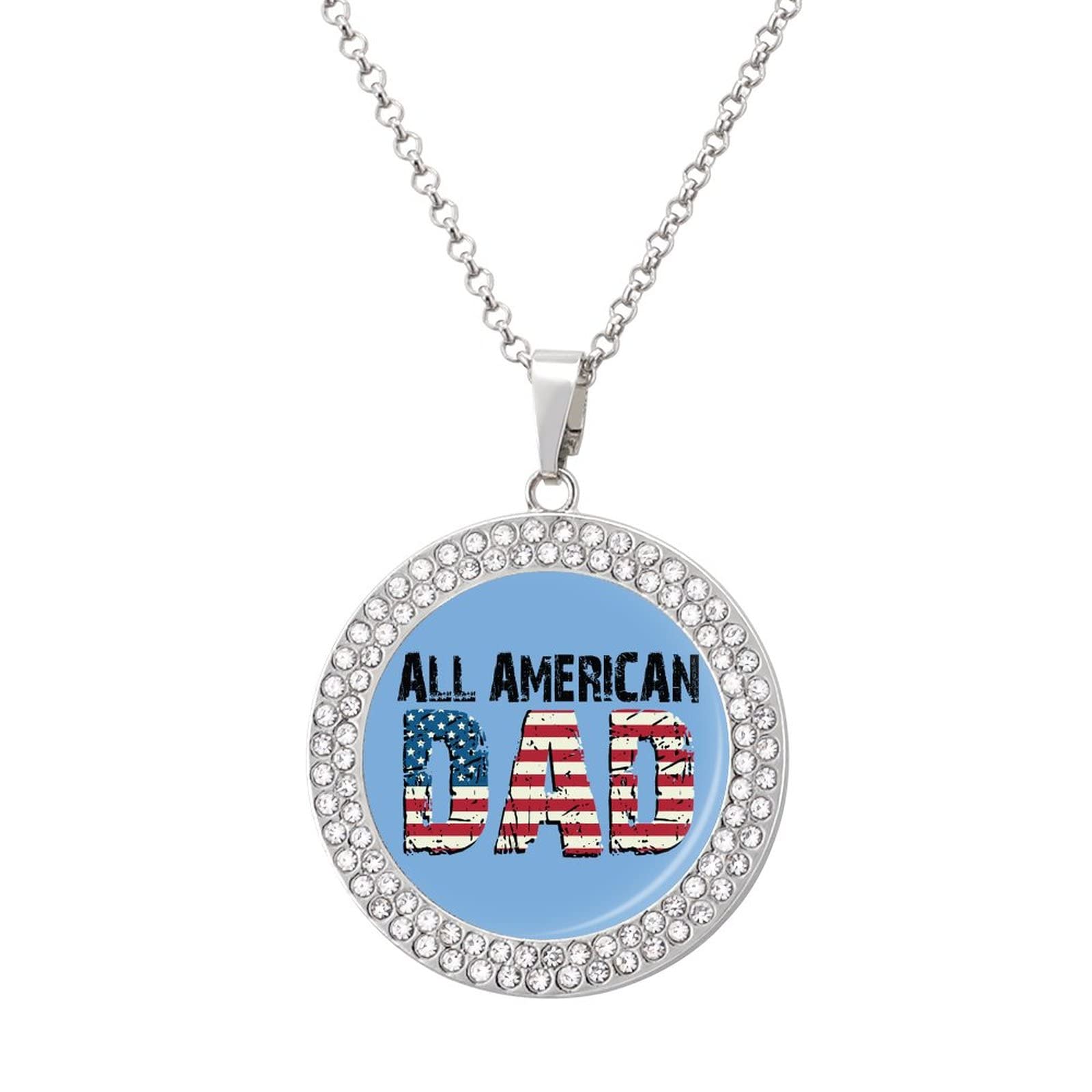 XKAWPCAll American Dad Diamond Necklace for Women Alloy Pendants Necklace Dainty Jewelry Gift