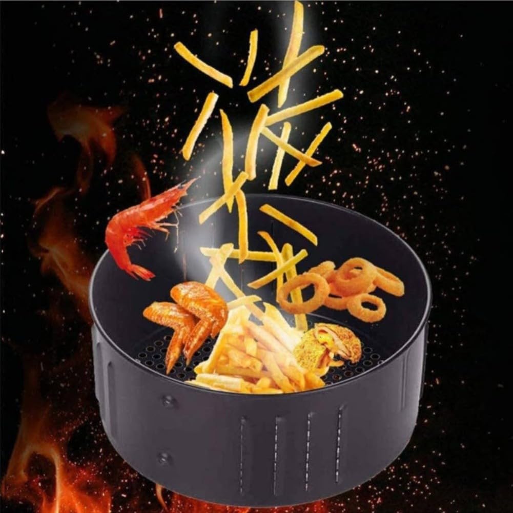 Cesta de freír de 2,6 l, cesta de hierro negro para freidora de aire caliente, colador de pasta, accesorios de cocina (3,5 L)