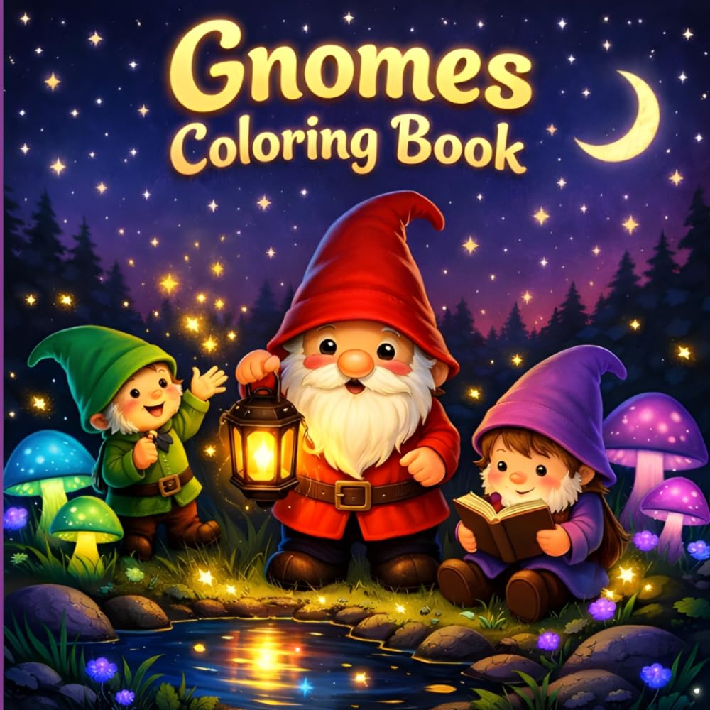 Gnomes Coloring Book: Fun, Easy & Enchanting Gnome Illustrations for Kids and Adults