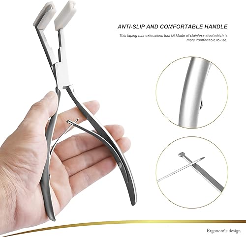 Miniatura 2 de EHDIS Alicates de extensiones de cabello con cinta adhesiva de acero inoxidable superficie plana cinta de sellado de abrazadera herramienta