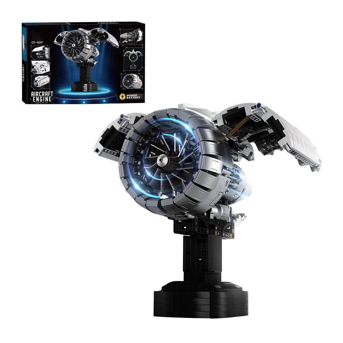 CubiMythx Turbo Aircraft Engine Building Blocks and Construction Toy, Collectible Technology-Themed Model to Build and Display, Great Gift for