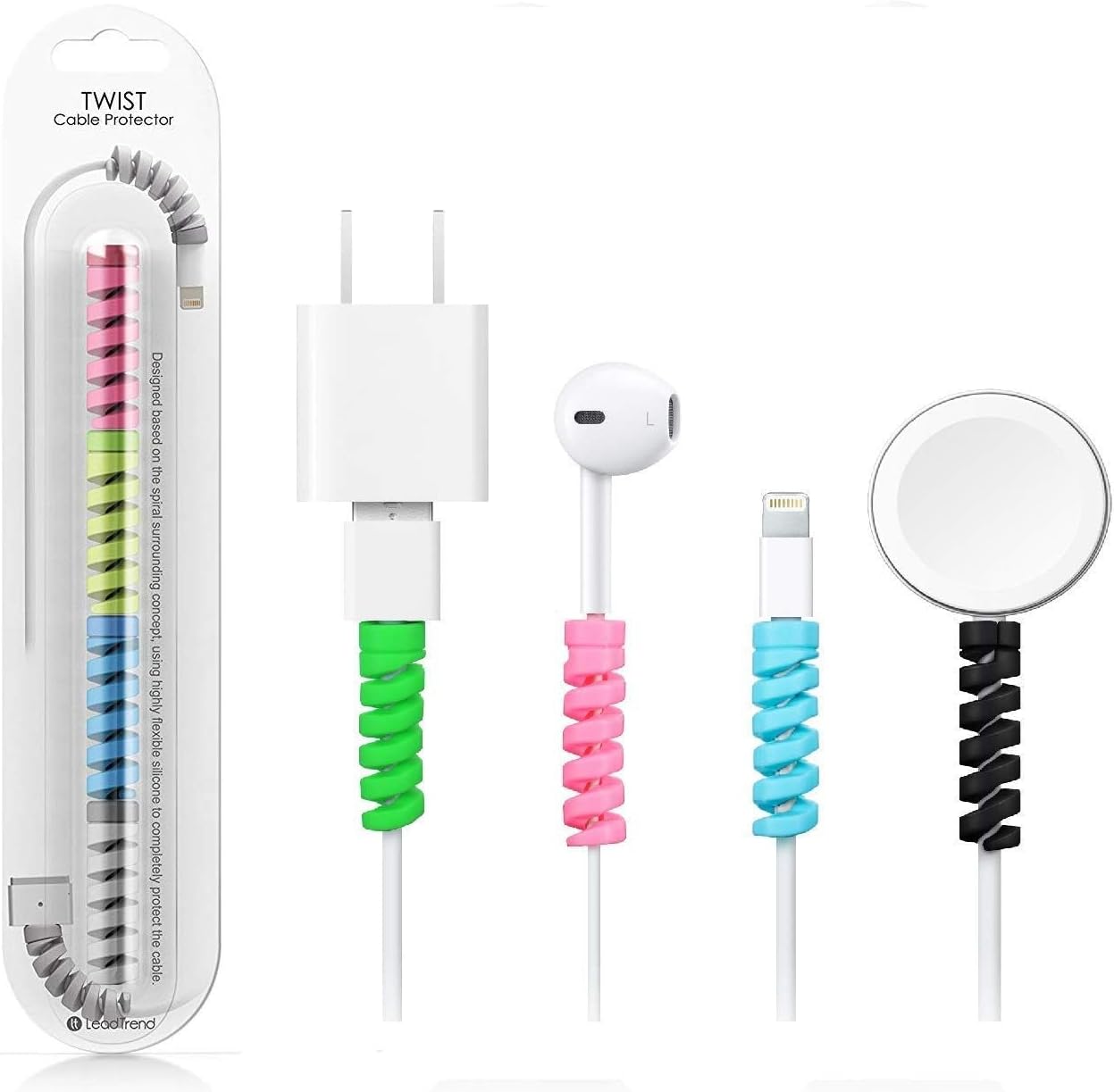 Shoptronics Spiral Cable Protector for LG Candy Cable Saver Charging Cord Protective Universal Earphones Cable Cover (4 Pieces -Set 1, Mix Colour, C1)