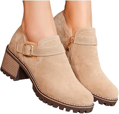Amazon.com: Gyouanime - Botas de tobillo cortas para mujer, tacón medio,  botines de oficina, punta redonda, zapatos, hebilla de cinturón, botines  elásticos para tobillo, 8 : Ropa, Zapatos y Joyería