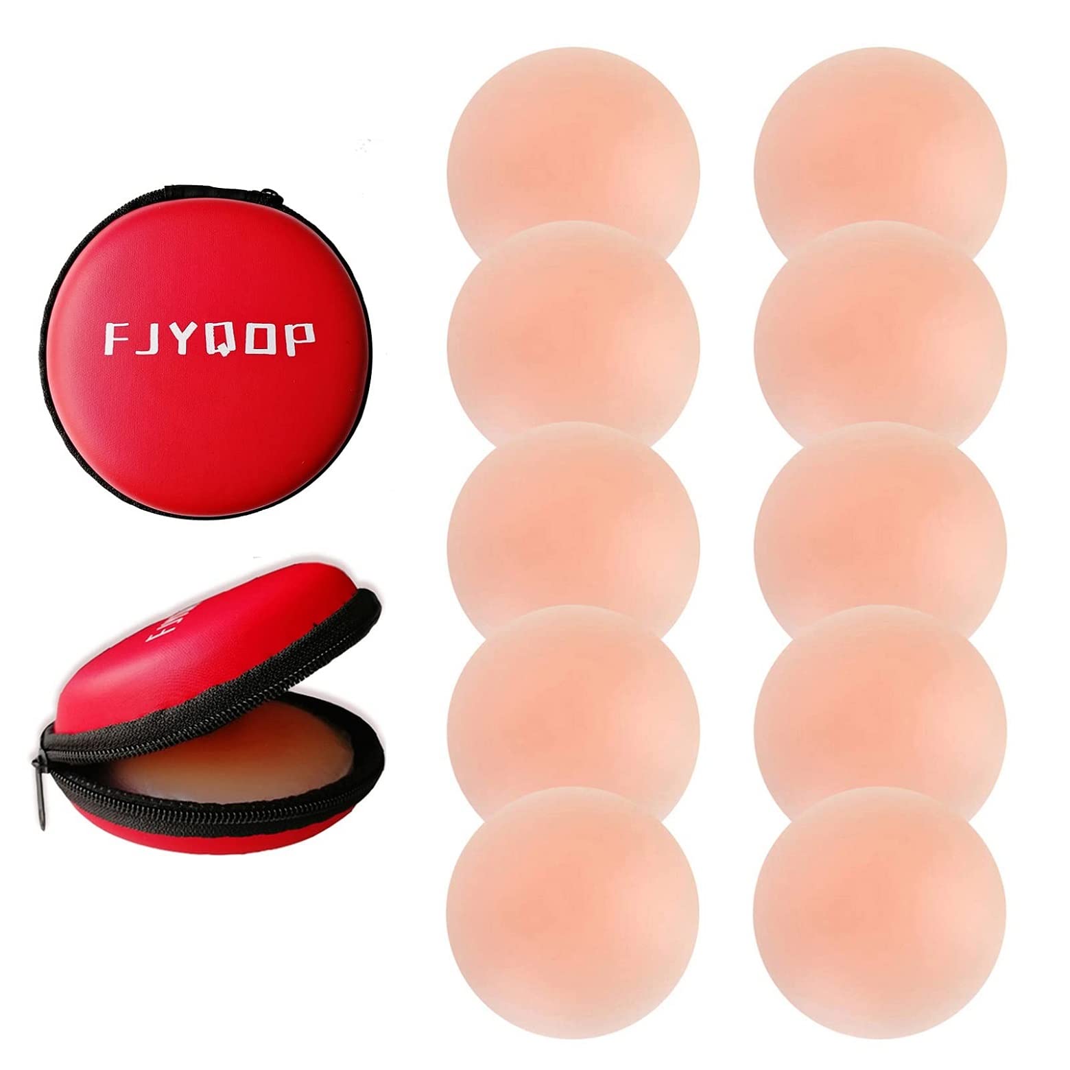 FJYQOPSilicone Nipple Covers - 5 Pairs, Women's Reusable Adhesive Invisible Pasties Nippleless Covers Round