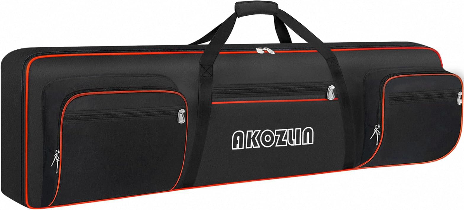 AKOZLIN Gigbag für elektrische Klaviertastatur, 88 Tasten,146x17x45,7cm | Verstellbare Riemen, 5 Taschen für Zubehör