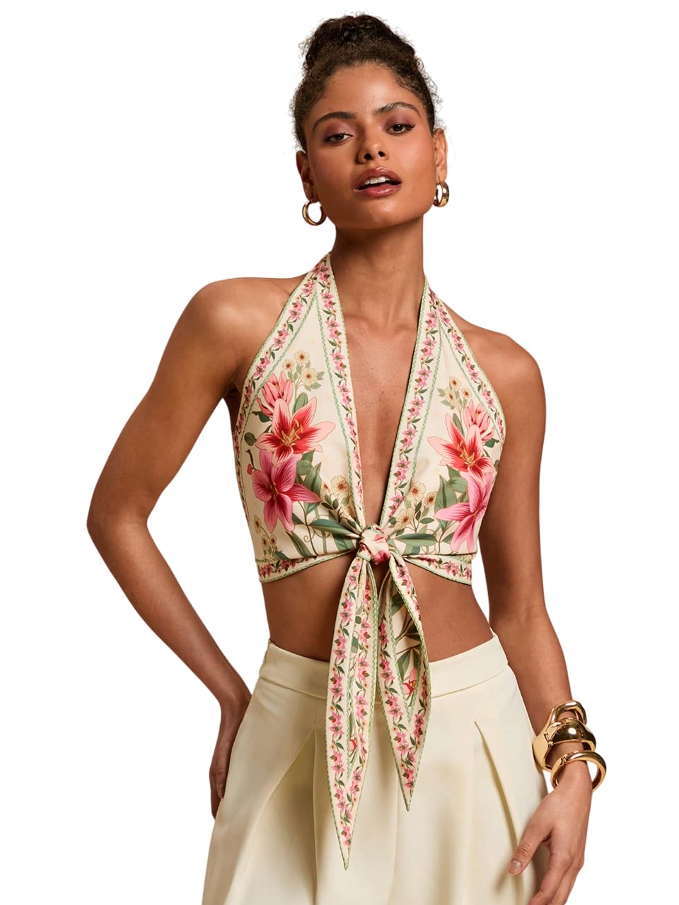 kateclo Backless Halter Neck Top for Women | Strapless Sleeveless Cami Crop | Stylish Blouse | Tie Knot Beachwear | Hot Dress Style Party Kurti Top-picture-56