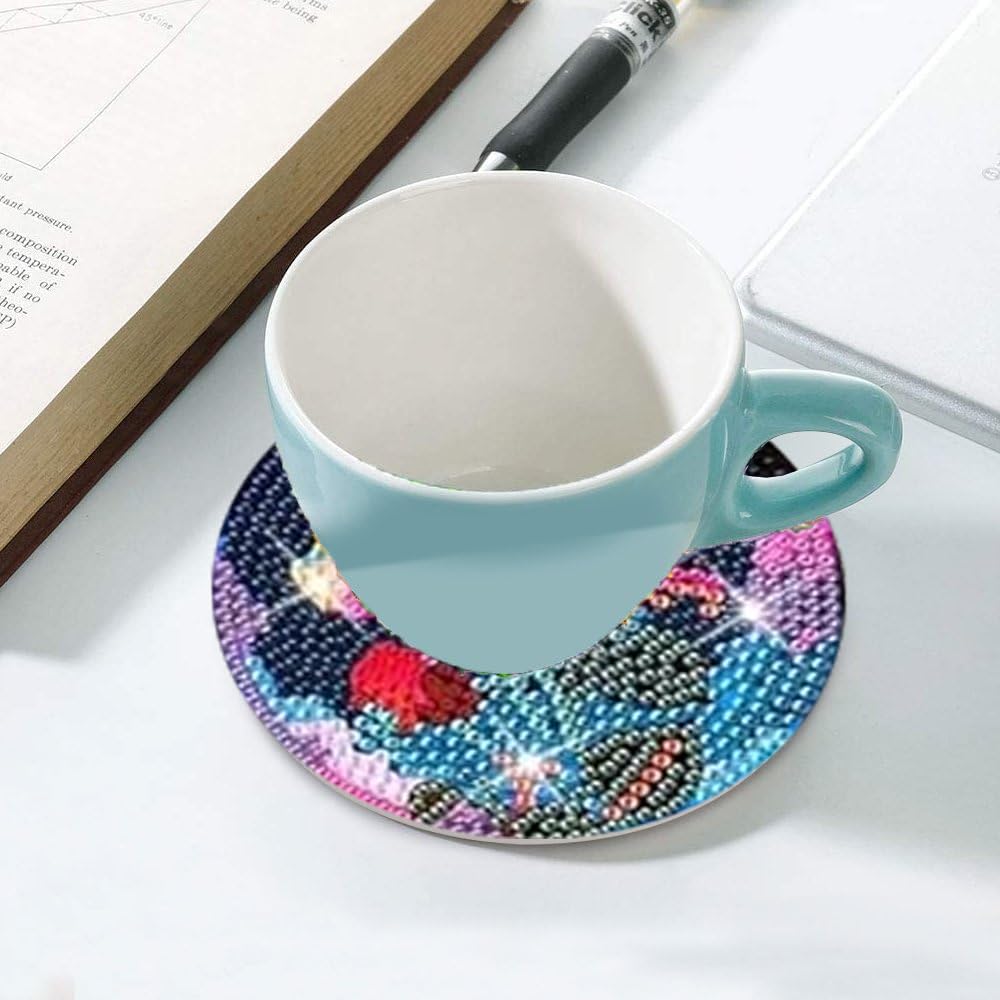 DIY Diamantmalerei-Set – 8 Untersetzer Mit Blumenmotiv & Halter, Inkl. Alles Für Kreative Stunden
