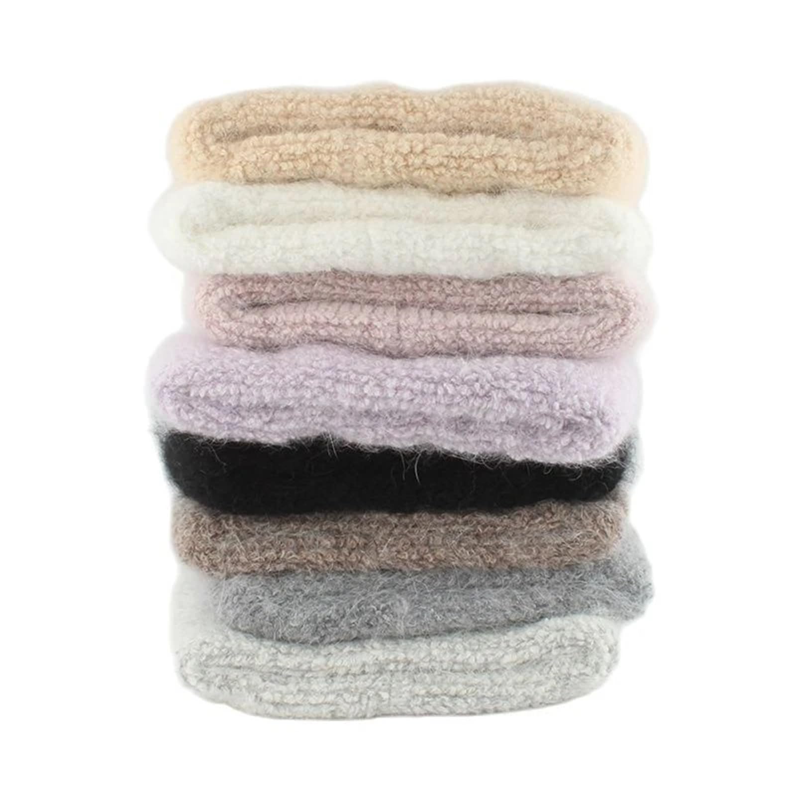 Flauschige Beanie Weiche Warme Wintermütze Wintermützen for Frauen Mode Wolle Beanie Hüte Frauen Solide Erwachsene Abdeckung Kopf Kappe(White)