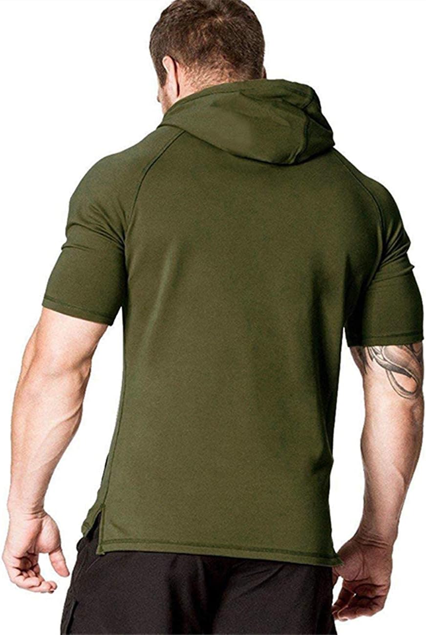 COOFANDY Men's Short Sleeve Hoodie Workout Gym Sweatshirt Muscle Fit Fashion Athletic Hoodies Pullover Cotton Hooded T-Shirts - Image 2