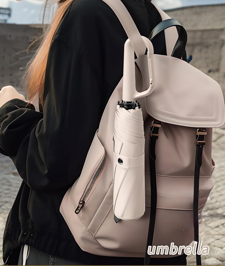 erised's bifrost Compact Folding Umbrella Carabiner Handle Coating Layer Fabric Blocking UV Protection 99.9%/Car/Small Travel Backpack/Lightweight Portable/Rain Sun Anti UPF 50/Men Women Kids - Image 6