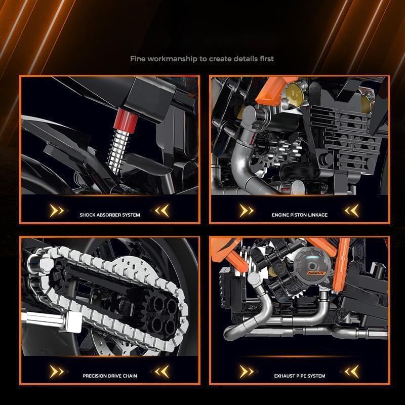 KeKeDuo Tecnica Moto Blocchi di costruzione Supermoto, 579 mattoncini da costruzione tecnica da corsa Superbike, kit di modellismo compatibile con altre marche