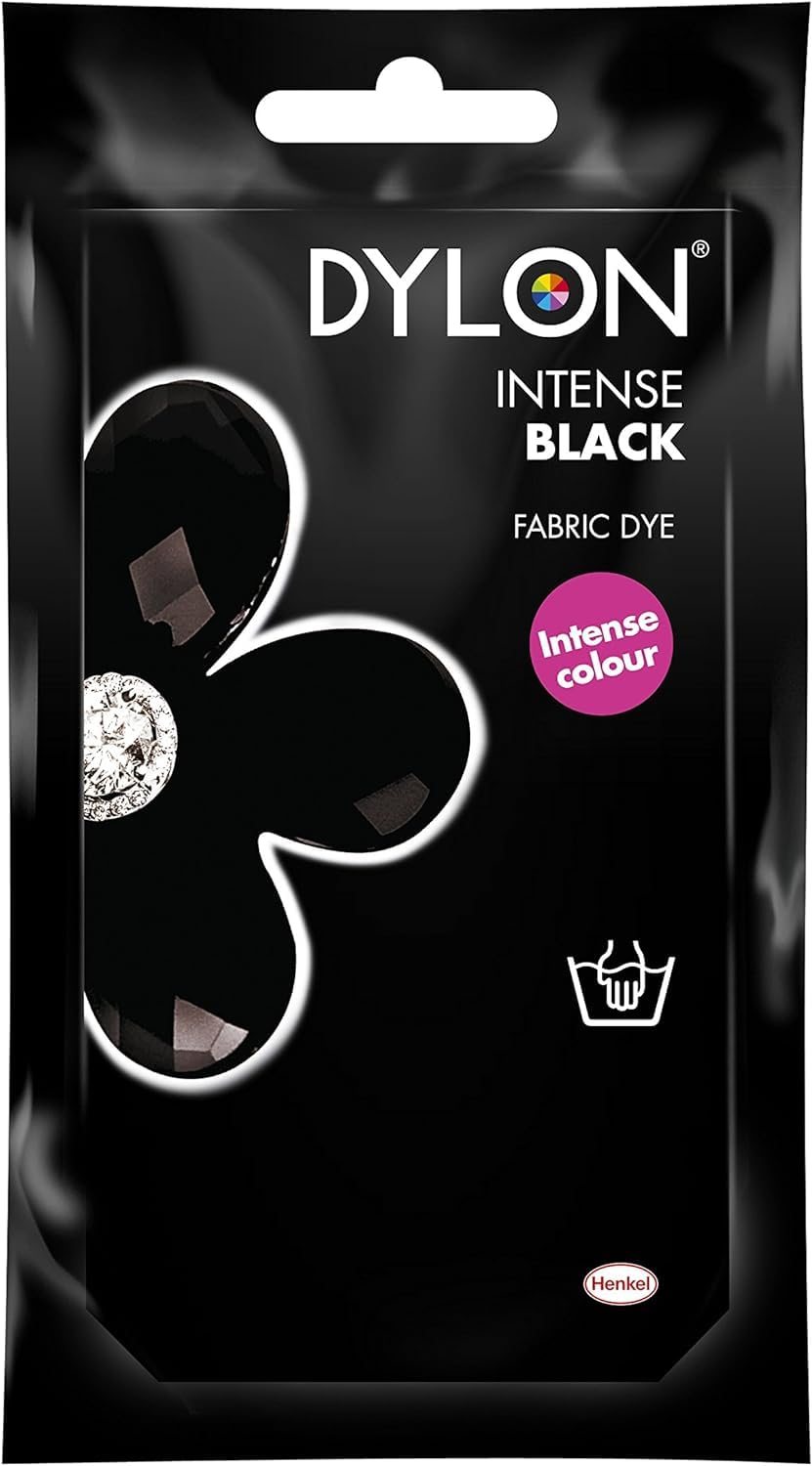 DYLON Barwienie ręczne, saszetka do tkanin na ubrania, miękkie meble i projekty, 50 g - intensywna czerń Czarny 50 g (Pack of 1)