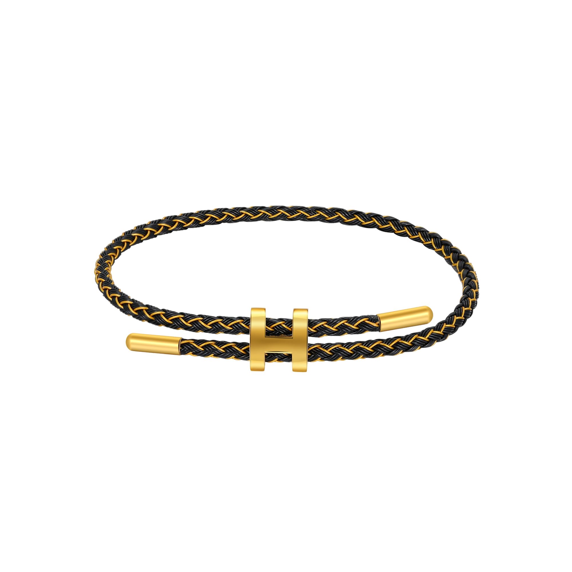 AIMADEBracelets for Women Adjustable Charm Bracelet, 18k Gold-plated Buckle Design Titanium Steel Wire Rope Women's Gift Jewelry