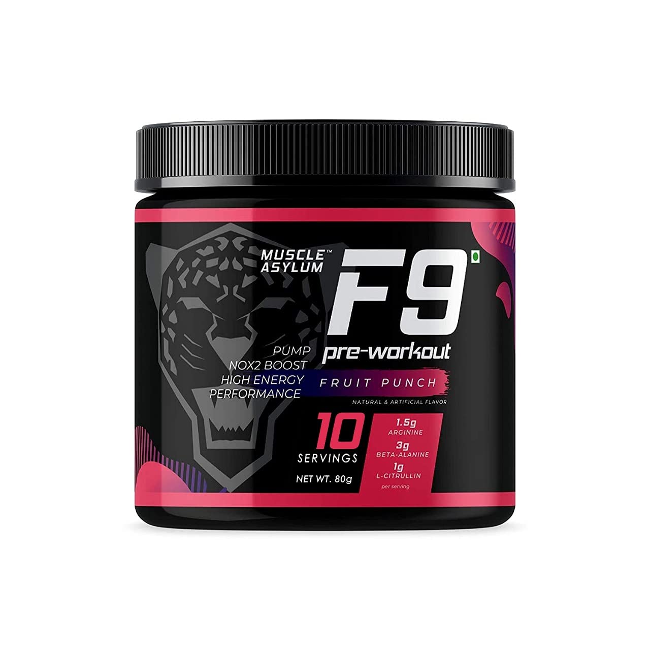 Muscle Asylum F9 Series Pre-Workout Powder|80g, 10 Servings|Fruit Punch|With Genuine Lab Reports|Boosts Energy & Endurance|Improves Focus|1.5g BCAA|750mg Beta - Alanine|with 300mg Caffeine Per Serving (B09GSD78NW) Amazon Price History, Amazon Price Tracker