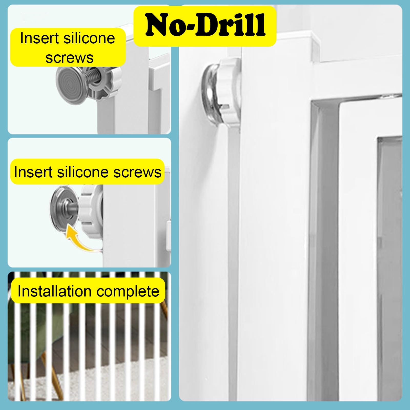 Gattaiola Barriera per gatti con serratura per porte, Cancello anti-arrampicata extra alto per animali domestici per separare, Montaggio a pressione con ingombro ridotto(60x170cm/24x67in)